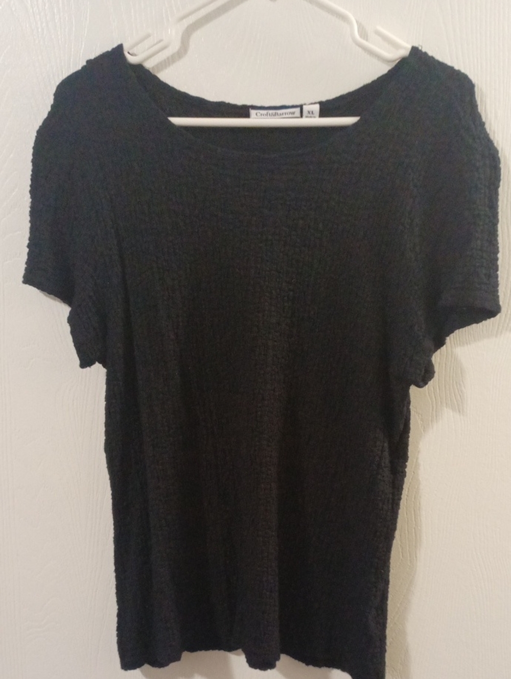 croft & barrow Black Textured Short Sleeve Top
